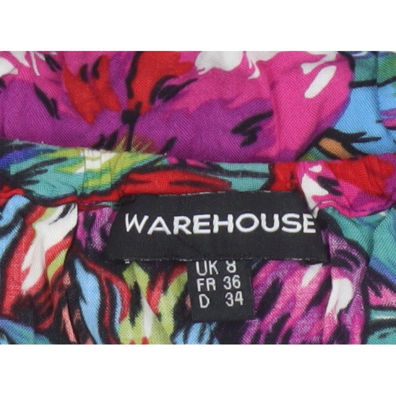 Warehouse Women Multicoloured UK 8 Floral Off Shoulder Bodycon Dress