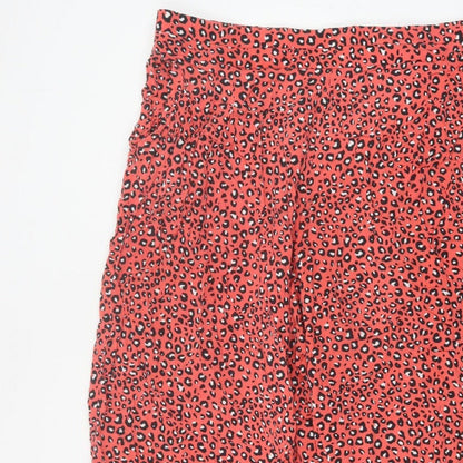 Marks and Spencer Women Red Animal Print Wide Leg Cropped Trousers UK 20