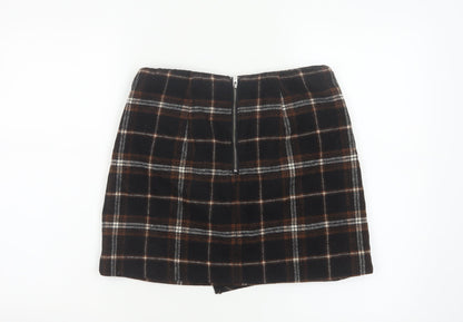Hollister Women Multicoloured S High Rise Plaid Wrap Mini Skirt