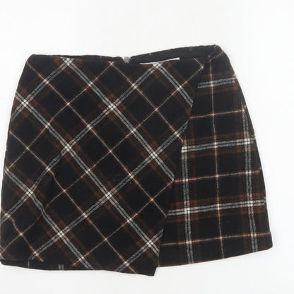 Hollister Women Multicoloured S High Rise Plaid Wrap Mini Skirt