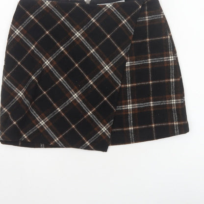Hollister Women Multicoloured S High Rise Plaid Wrap Mini Skirt