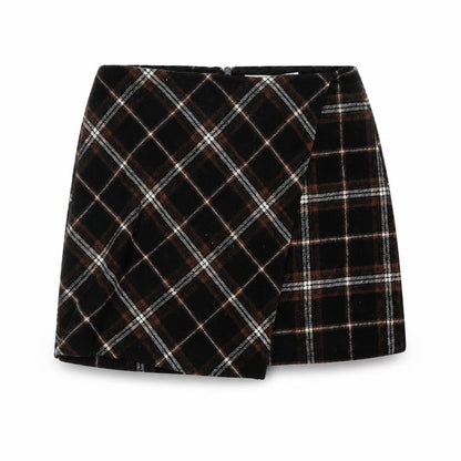 Hollister Women Multicoloured S High Rise Plaid Wrap Mini Skirt