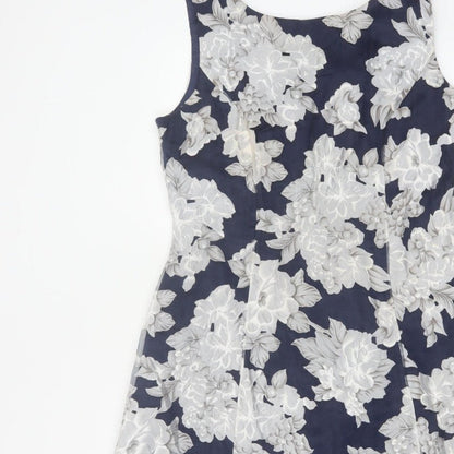 Phase Eight Women Blue Floral A-Line Sleeveless Dress UK 12