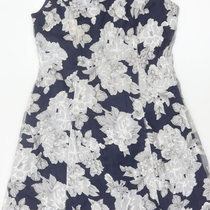 Phase Eight Women Blue Floral A-Line Sleeveless Dress UK 12