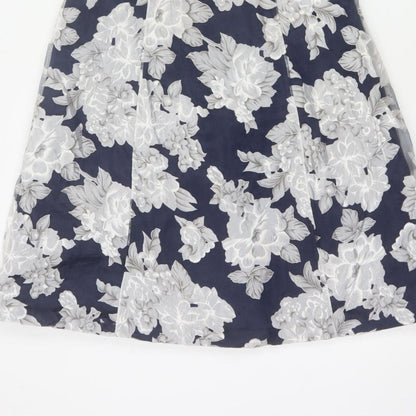Phase Eight Women Blue Floral A-Line Sleeveless Dress UK 12
