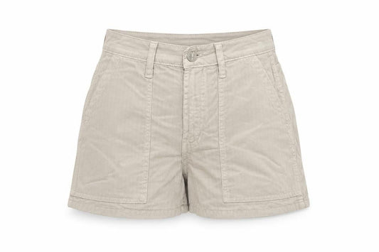 Zara Women Beige UK 6 High Rise Cotton Utility Shorts Pockets