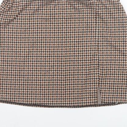 H&M Women Brown XL Houndstooth Straight Pencil Mini Skirt