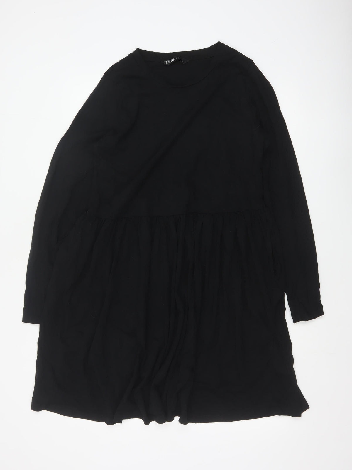 Yours Women’s Black UK 18 Plus Fit & Flare Long Sleeve Dress