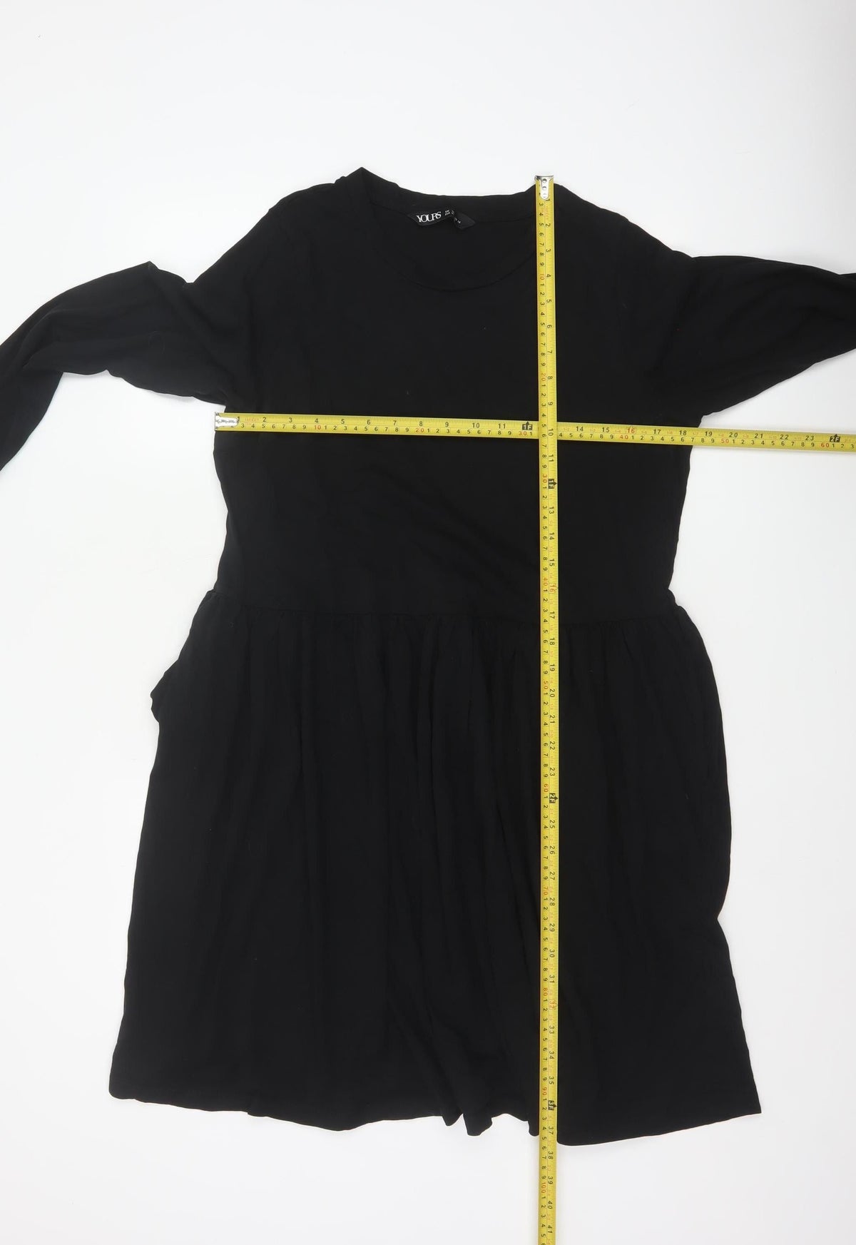 Yours Women’s Black UK 18 Plus Fit & Flare Long Sleeve Dress