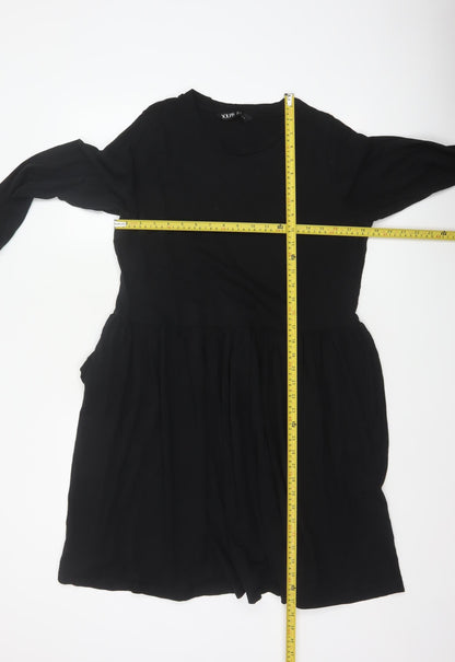 Yours Women’s Black UK 18 Plus Fit & Flare Long Sleeve Dress