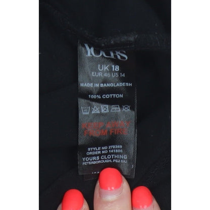 Yours Women’s Black UK 18 Plus Fit & Flare Long Sleeve Dress