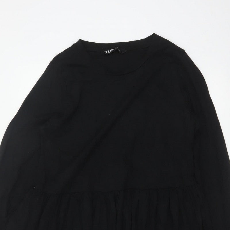 Yours Women’s Black UK 18 Plus Fit & Flare Long Sleeve Dress