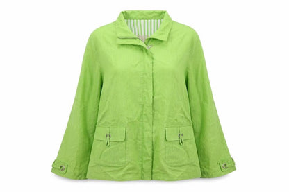 Adolfo Dominguez Women Green M Linen Zip Utility Jacket Cotton Lined
