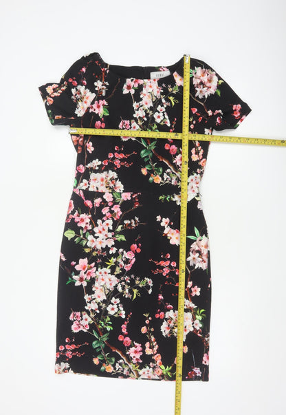 Coast Women’s Black Floral UK 10 Knee Length Sheath Dress