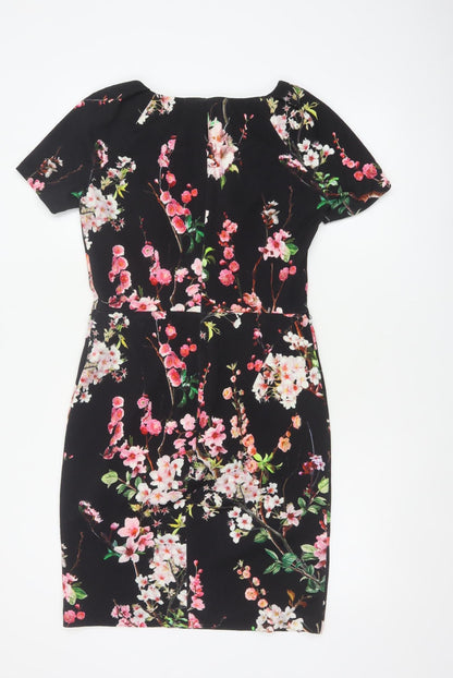 Coast Women’s Black Floral UK 10 Knee Length Sheath Dress