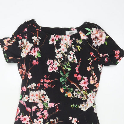 Coast Women’s Black Floral UK 10 Knee Length Sheath Dress