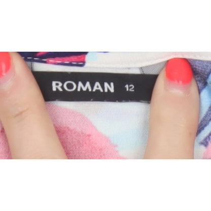 Roman Women Multicoloured Floral Tie Front Basic T-Shirt UK 12