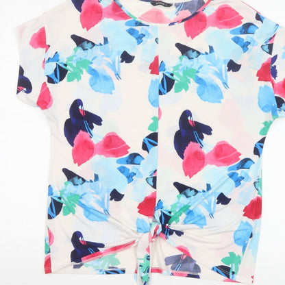 Roman Women Multicoloured Floral Tie Front Basic T-Shirt UK 12