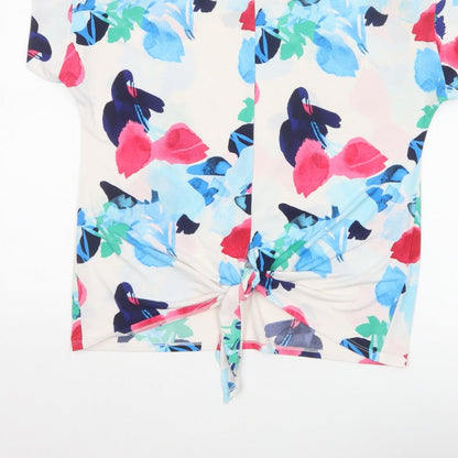 Roman Women Multicoloured Floral Tie Front Basic T-Shirt UK 12
