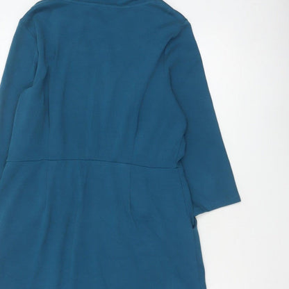 Seasalt Cornwall Women Blue UK 14 Cleats Shift Dress Cowl Neck Pockets