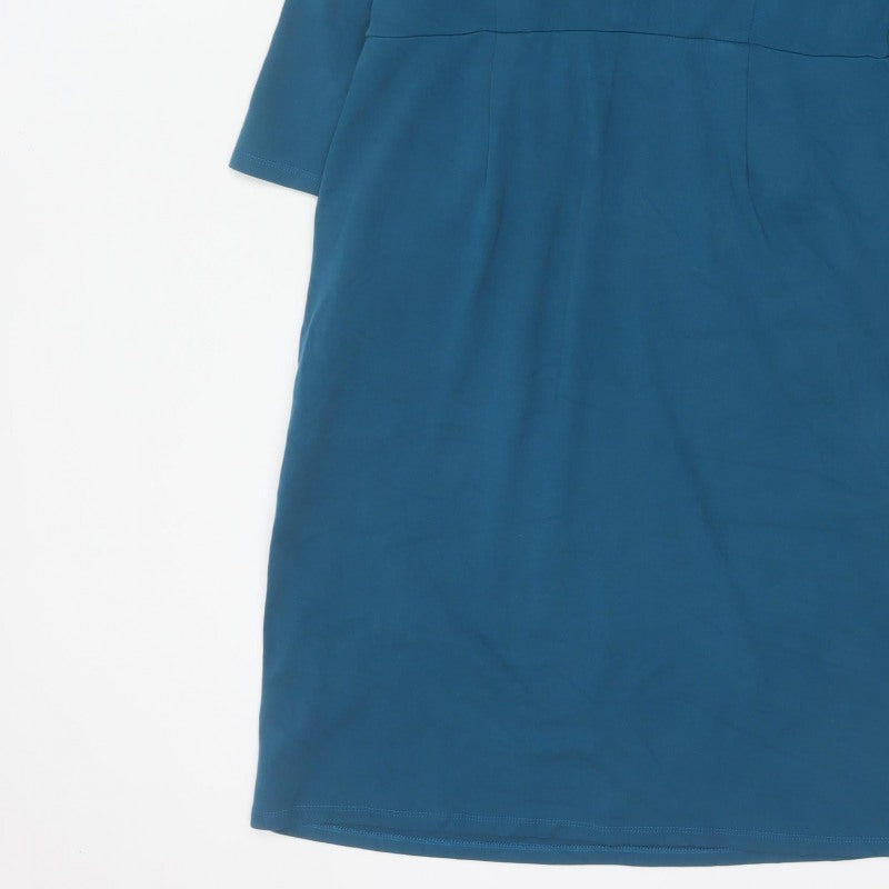 Seasalt Cornwall Women Blue UK 14 Cleats Shift Dress Cowl Neck Pockets
