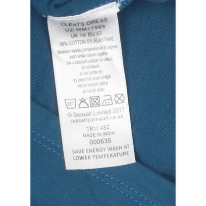 Seasalt Cornwall Women Blue UK 14 Cleats Shift Dress Cowl Neck Pockets