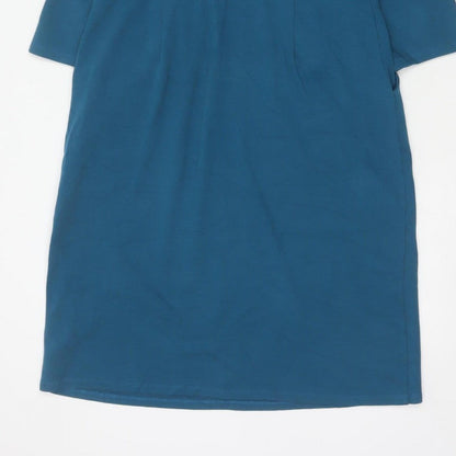 Seasalt Cornwall Women Blue UK 14 Cleats Shift Dress Cowl Neck Pockets