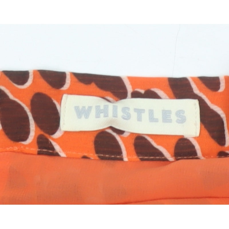 Whistles Women's Orange UK 12 Pleated Polka Dot Chiffon Skirt