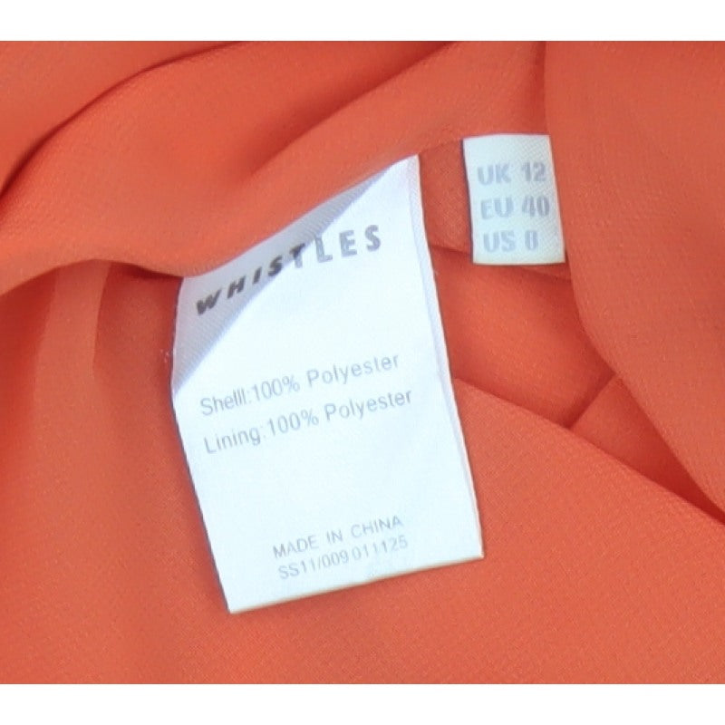 Whistles Women's Orange UK 12 Pleated Polka Dot Chiffon Skirt