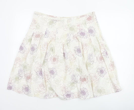 Rocha John Rocha Women’s Ivory Floral A-Line Knee Length Skirt UK 16