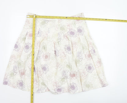 Rocha John Rocha Women’s Ivory Floral A-Line Knee Length Skirt UK 16