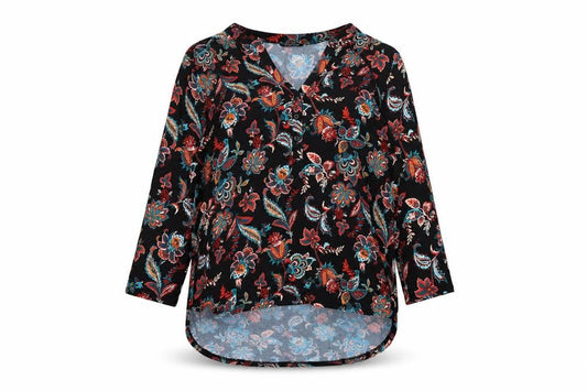 Roman Women’s Multicoloured Floral V-Neck Tunic Blouse Size 14