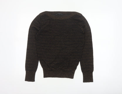 Betty Jackson Black Women’s Black Gold Striped Glitter Knit Jumper UK 10