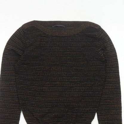 Betty Jackson Black Women’s Black Gold Striped Glitter Knit Jumper UK 10
