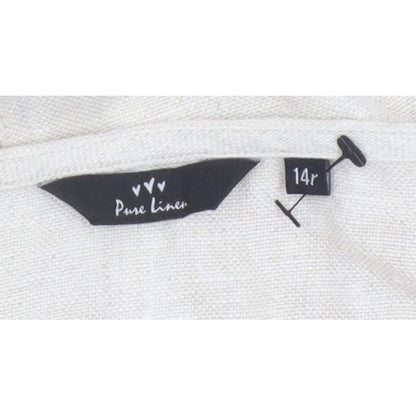 George Women Ivory UK 14 Pure Linen Peasant Long Lace Ruffle Skirt