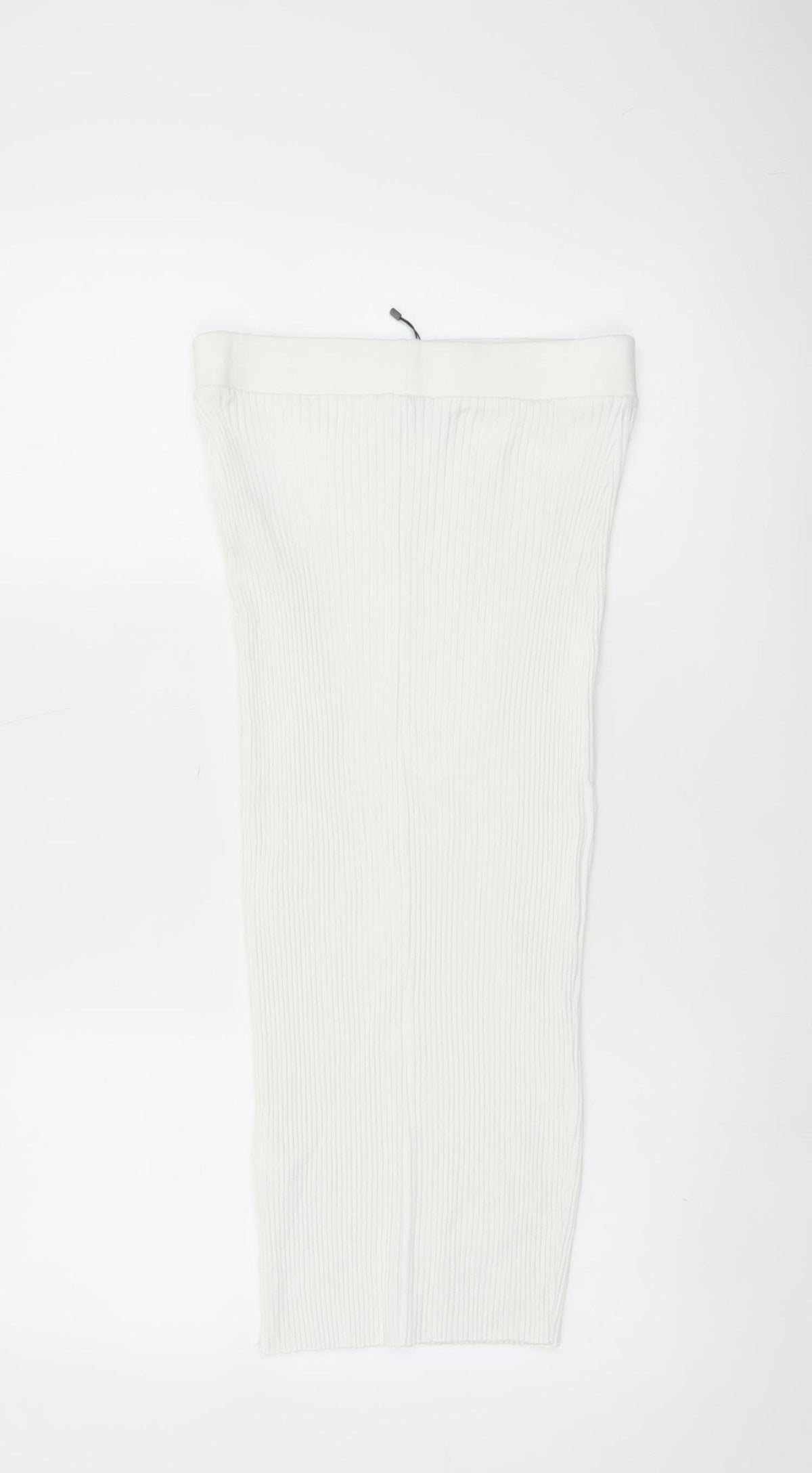 Zara Women White L Ribbed Knit Long Pencil Skirt Stretch