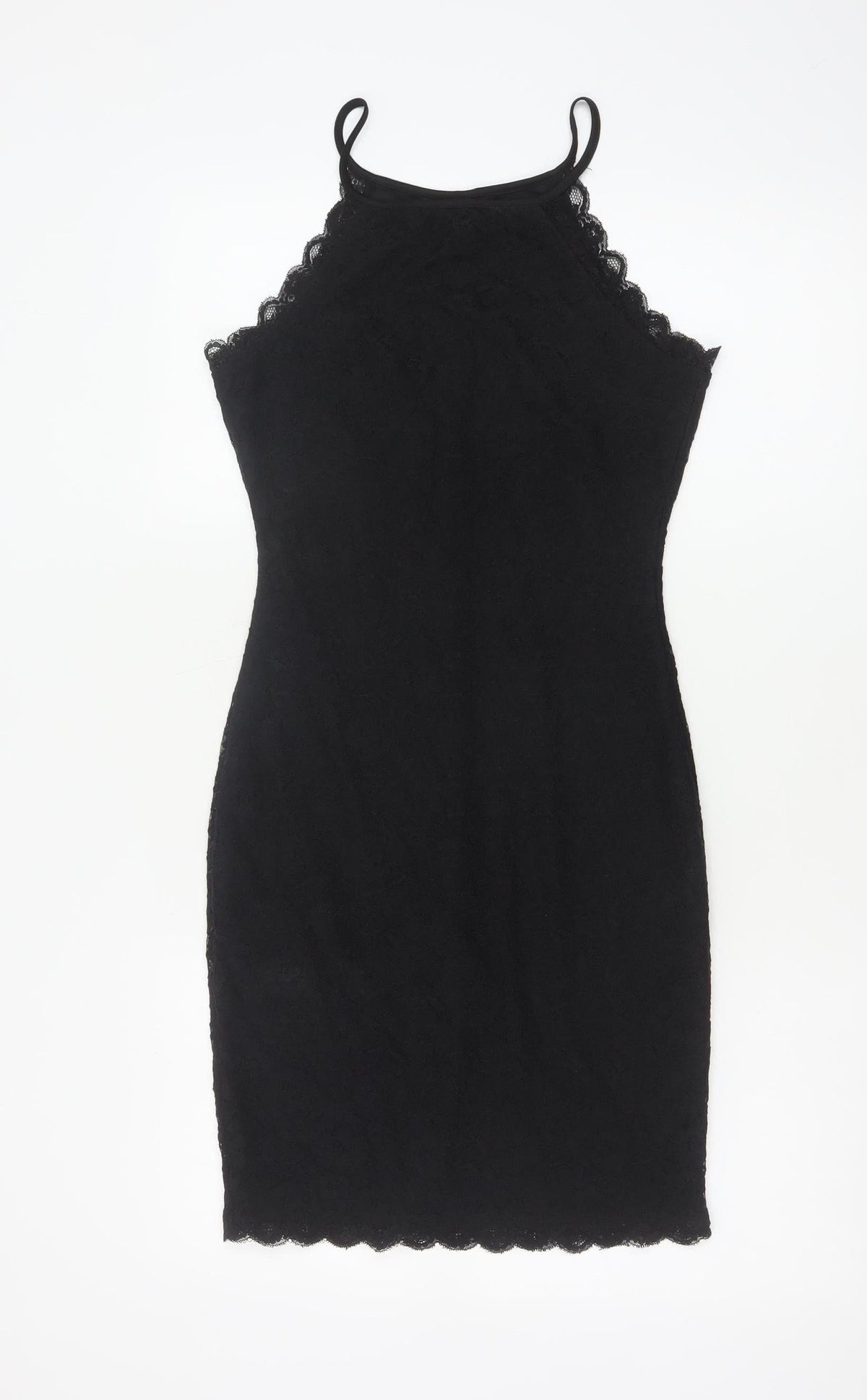 New Look Women’s Black Lace Bodycon Knee Length Dress UK 6
