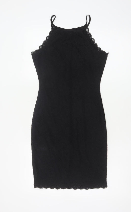 New Look Women’s Black Lace Bodycon Knee Length Dress UK 6