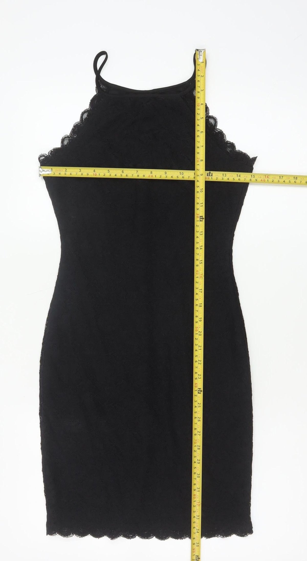 New Look Women’s Black Lace Bodycon Knee Length Dress UK 6