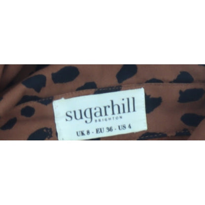 Sugarhill Brighton Women Brown Leopard Print UK 8 Midi Shirt Dress