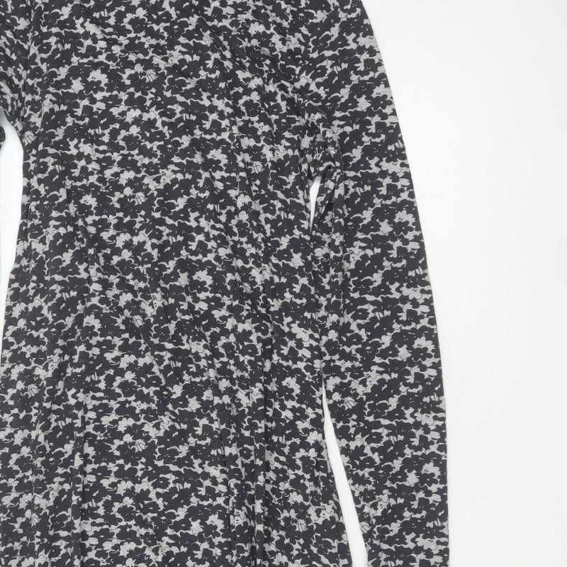 Walden Women’s Black Floral Maxi Dress UK 14 Long Sleeve High Neck