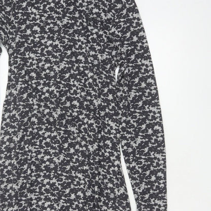 Walden Women’s Black Floral Maxi Dress UK 14 Long Sleeve High Neck