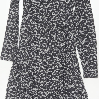 Walden Women’s Black Floral Maxi Dress UK 14 Long Sleeve High Neck