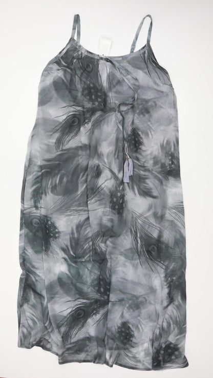 Joanna Hope Women’s Grey UK 20 Midi Chiffon Feather Print Slip Dress