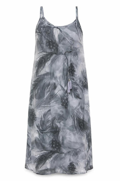 Joanna Hope Women’s Grey UK 20 Midi Chiffon Feather Print Slip Dress