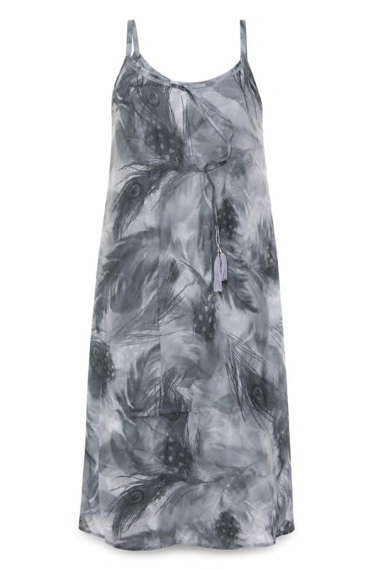 Joanna Hope Women’s Grey UK 20 Midi Chiffon Feather Print Slip Dress