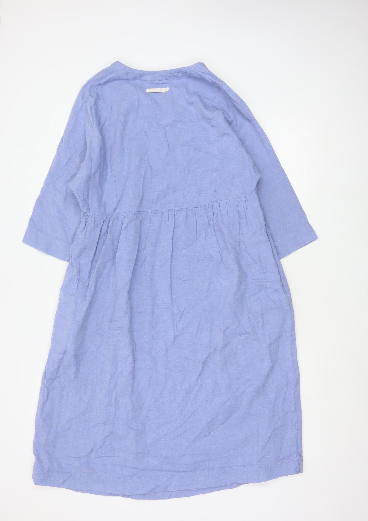 Toast Women Blue Size S Cotton Knee Length Shift Dress 3/4 Sleeve