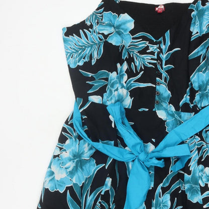 Joe Browns Women Blue Floral Fit & Flare Cotton Dress UK 28