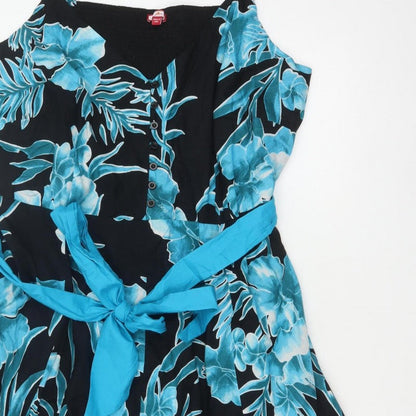 Joe Browns Women Blue Floral Fit & Flare Cotton Dress UK 28