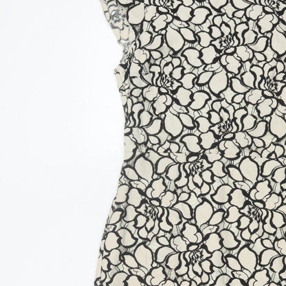 H&M Women Ivory Black Floral Lace Sheath Dress UK 6 Wedding Party